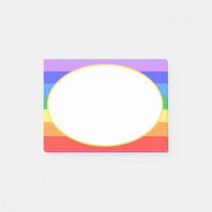 Witte ovaal op mooie regenboog post-it® notes