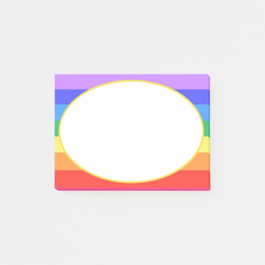 Witte ovaal op mooie regenboog post-it® notes (Voorkant)