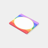 Witte ovaal op mooie regenboog post-it® notes (Schuin)