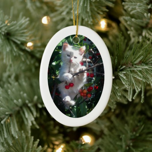 Witte ovale fotolijst keramisch ornament (Boom)