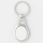 Witte ovale metalen sleutelhanger (Voorkant)