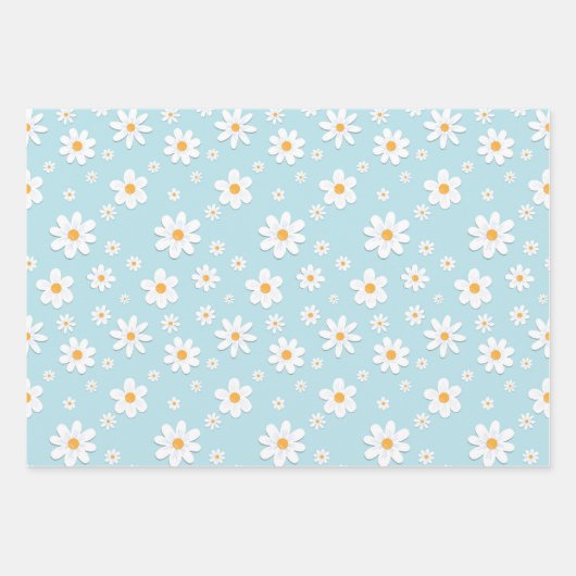 witte ovale oogbloem naadloos patroon inpakpapier vel (Voorkant 3)