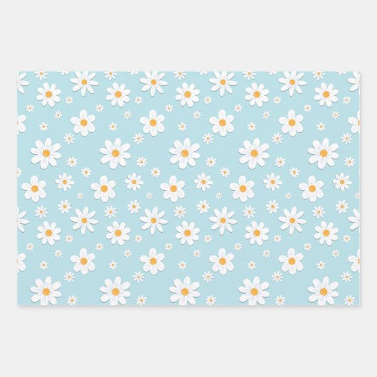 witte ovale oogbloem naadloos patroon inpakpapier vel (Voorkant 2)