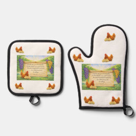 Witte ovenwant en pannenlapper set met Bijbeltekst