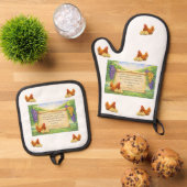 Witte ovenwant en pannenlapper set met Bijbeltekst (Top down)