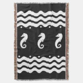 WITTE over het zwarte ZEE HORSE kustleven Deken (Voorkant Verticaal)