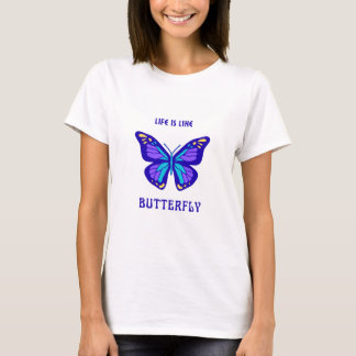Witte overhemd met halve mouwen en vlindermotief t-shirt
