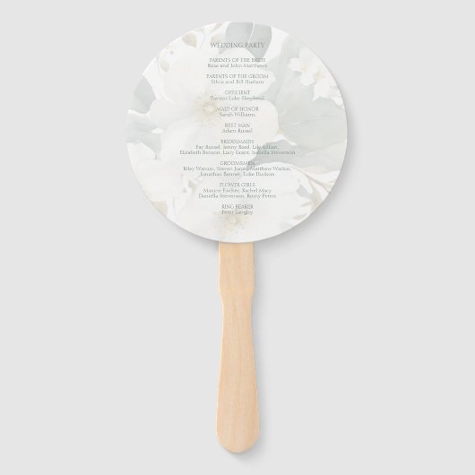 Witte overlay | Bloemen Waterverf bruiloft Handwaaier (Achterkant)