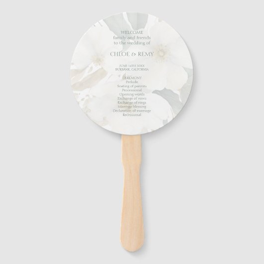 Witte overlay | Bloemen Waterverf bruiloft Handwaaier (Voorkant)