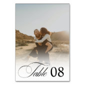 Witte overlay chique kalligrafie foto bruiloft kaart (Voorkant)