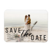 Witte Overlay Foto Save the Date Wedding Magneet (Horizontaal)