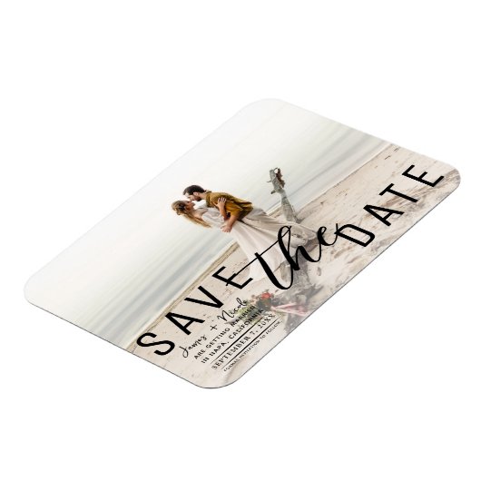 Witte Overlay Foto Save the Date Wedding Magneet (Linkerzijde)