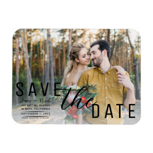 Witte Overlay Foto Save the Date Wedding Magneet
