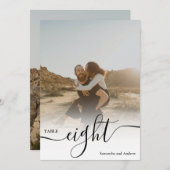 Witte overlay script namen foto's trouwtafel kaart (Voorkant / Achterkant)