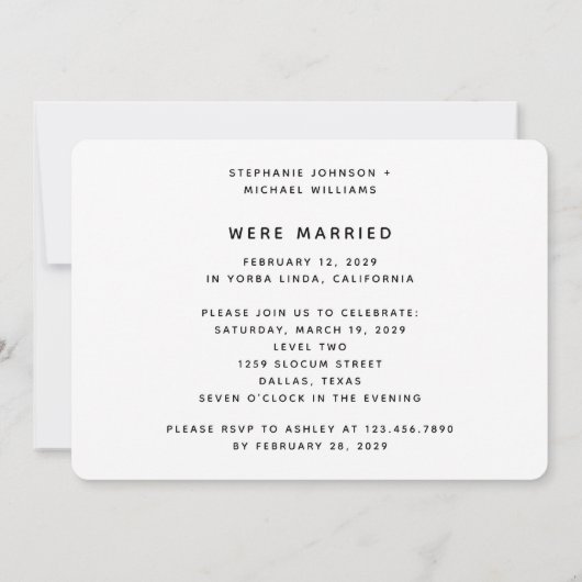 witte overlay we kregen getrouwd foto aankondiging (Achterkant)