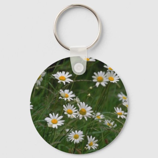 Witte Oxeye-daisy-bloemen Sleutelhanger (Voorkant)