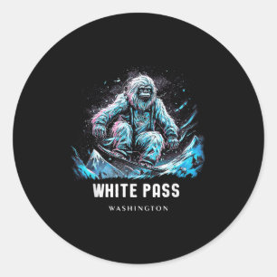 Witte P Washington Ski Skien Skiër _1 Ronde Sticker