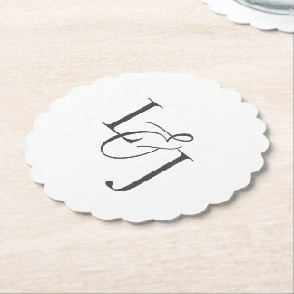 Witte Paar Initialen Monogram Bruiloft geschulpte Kartonnen Onderzetters