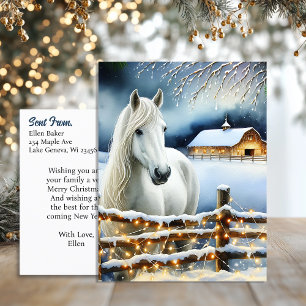 witte paard Boerderij gepersonaliseerde kerst Briefkaart