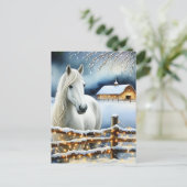 witte paard Boerderij gepersonaliseerde kerst Briefkaart (Staand voorkant)