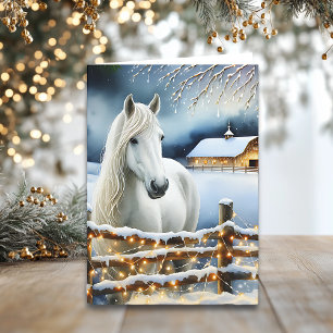 witte paard Boerderij gepersonaliseerde kerst Kaart