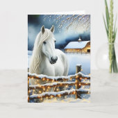  witte paard Boerderij gepersonaliseerde kerst Kaart (Voorkant)