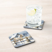 Witte Paard Boerderij Kerstfeest Gepersonaliseerd Bier Onderzetter (Rechterzijde)