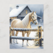Witte Paard Boerderij Kerstfeest Gepersonaliseerd Briefkaart (Voorkant)