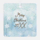  Witte Paard Boerderij Kerstfeest Gepersonaliseerd Metalen Ornament (Achterkant)