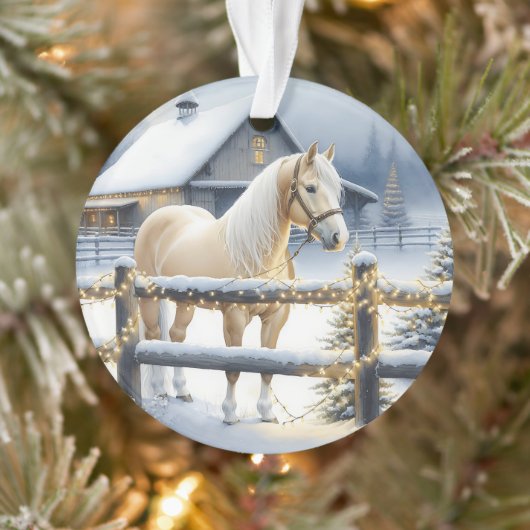  Witte Paard Boerderij Kerstfeest Gepersonaliseerd Ornament (Boom)
