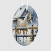  Witte Paard Boerderij Kerstfeest Gepersonaliseerd Ornament (voorkant)