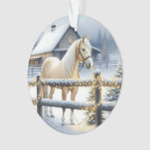  Witte Paard Boerderij Kerstfeest Gepersonaliseerd Ornament (voorkant)