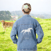 Witte paard en Country Spirit Script Denim Jas Jacket
