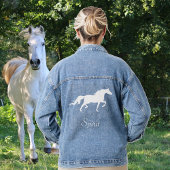 Witte paard en Country Spirit Script Denim Jas Jacket