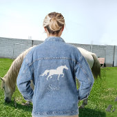 Witte paard en Country Spirit Script Denim Jas Jacket