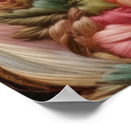 Witte Paard en Rozen 3D Borduurwerk Art Poster (Hoek)