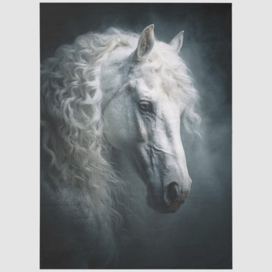 Witte Paard Fantasiepaard Decoupage Tissuepapier (Voorkant)