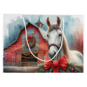 Witte Paard Feestelijke Boerderij Kerst Gepersonal Groot Cadeauzakje (Achterkant)