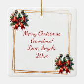 Witte Paard Feestelijke Boerderij Kerst Gepersonal Keramisch Ornament (Achterkant)