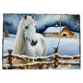  Witte Paard Feestelijke Boerderij Kerst Groot Cadeauzakje (Achterkant)