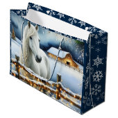  Witte Paard Feestelijke Boerderij Kerst Groot Cadeauzakje (Voorkant Gekanteld)