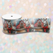 Witte Paard Feestelijke Boerderij Kerst Satijnen Lint