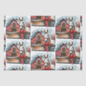 Witte Paard Feestelijke Boerderij Kerst Tissuepapier (Voorkant)