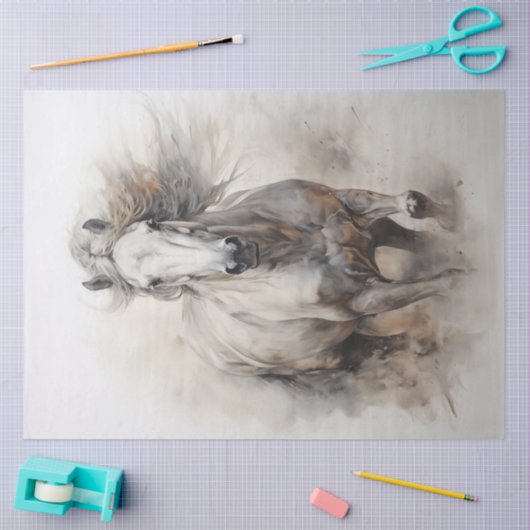 Witte Paard Galloping Tissuepapier (Craft)