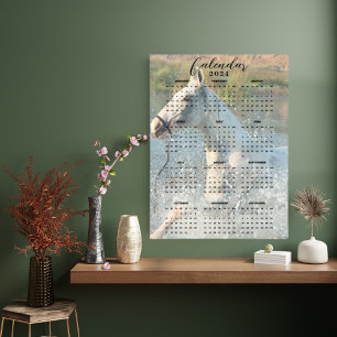 Witte Paard galopperen door rivier 2024 kalender Poster