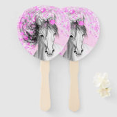 Witte Paard Hand Fan Handwaaier (Voorkant en achterkant)