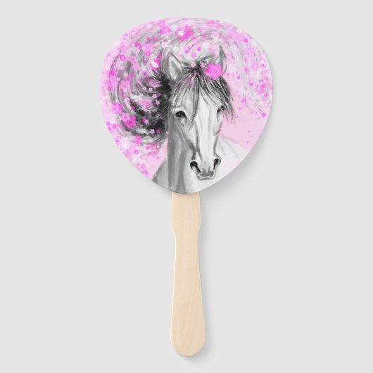 Witte Paard Hand Fan Handwaaier (Achterkant)