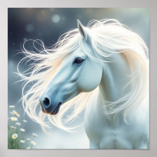 Witte Paard Houd of ontwerp je eigen Poster