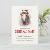 Witte Paard in een Santa Hat Magic Christmas Party Kaart (Staand voorkant)