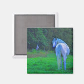 Witte Paard In Het Maanlicht Magnetische Kunst Gif Magneet (Voorkant / Achterkant)